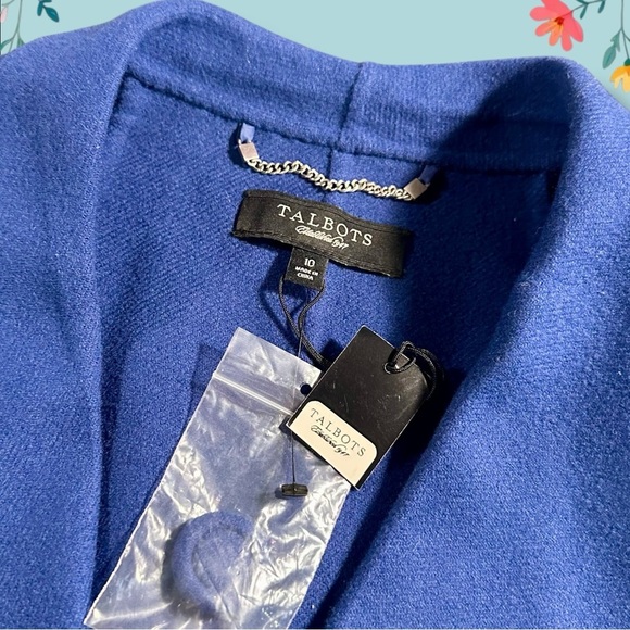 NWT Talbots Royal Blue 100% Wool Single Button Patch Pocket Blazer / Jacket 10 - Picture 2 of 13